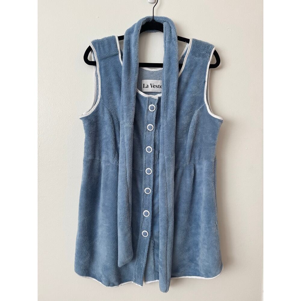La Veste L Mini Lima Terry Cloth Towel Dress in Blue - Picture 6 of 7